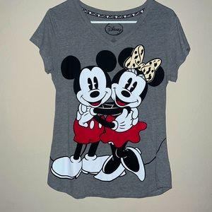 Disney Parks Short Sleeve Mickey & Mini Mouse Graphic V-Neck Shirt
